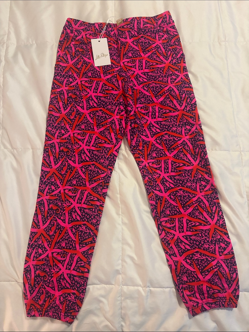 Lilly Pulitzer Pink & Navy Starfish-Pattern Joggers